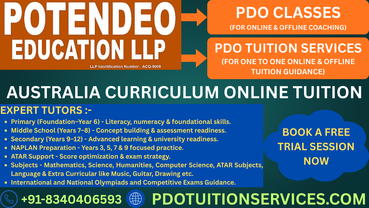 Australia Curriculum Online Tuition for K–12 students with expert tutors at POTENDEO EDUCATION LLP