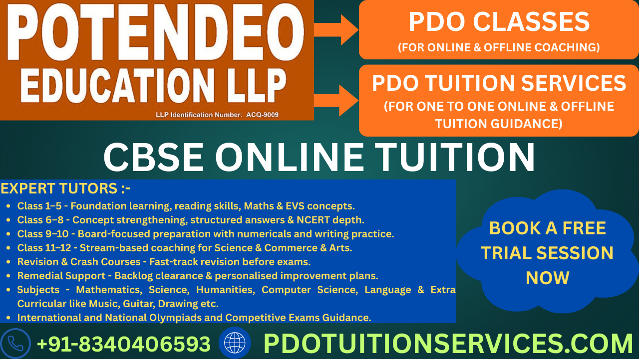 CBSE Online Tuition for Classes 1–12 with expert tutors at POTENDEO EDUCATION LLP