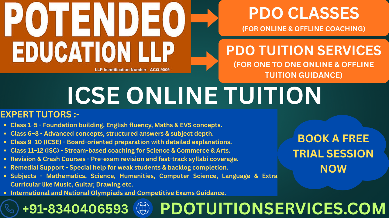 ICSE & ISC Online Tuition for Classes 1–12 with expert tutors at POTENDEO EDUCATION LLP