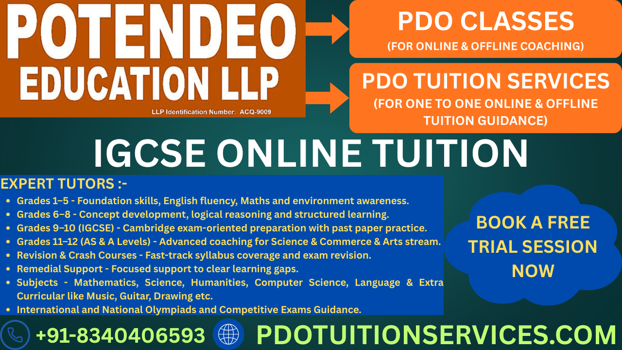 IGCSE Online Tuition for students with expert tutors at POTENDEO EDUCATION LLP